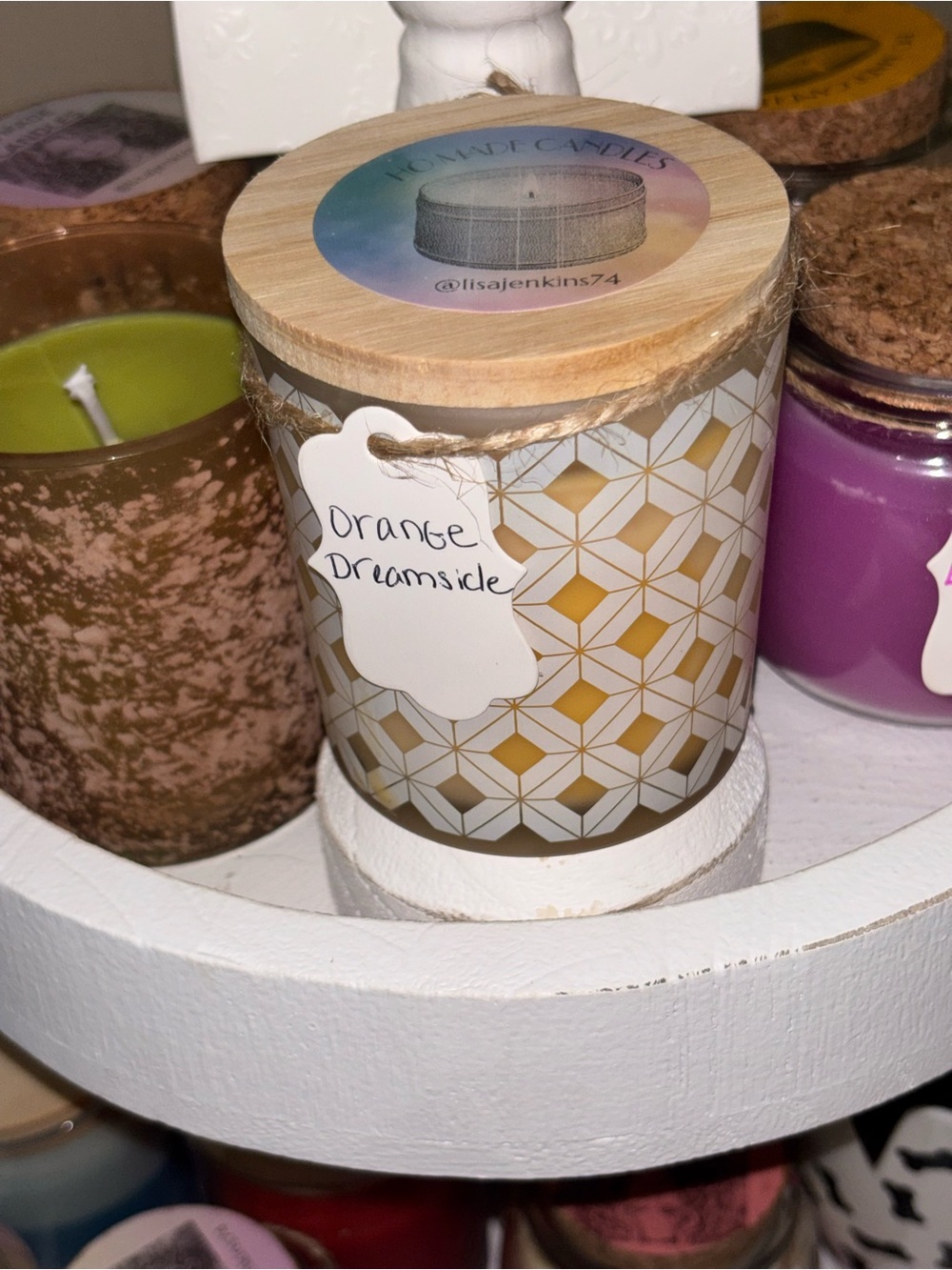 Orange Dreamsicle Scented Candle in White & Gold Decorative Jar - Picture 2 of 3
